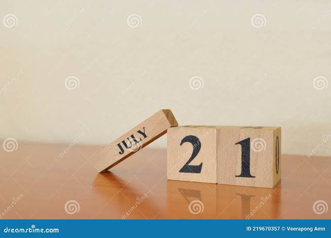 July 21, Date Design with Calendar Cube on Wooden Table Background. Stock  Image - Image of july, month: 219670357