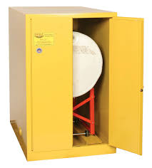 Heavy duty flammable liquid safety storage cabinet designed to hold 55 gallon drums with a convenient removable ramp and roller guides. Eagle 1928x 55 Gallon Drum Storage Cabinet Horizontal Storage Cabinet Drum Storage Storage