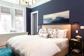 Black And Blue Bedroom Design Navy Bedroom Walls With Beige Nailhead Headboard Contemporary Bedroom Blue Bedroom Walls Feature Wall Bedroom Navy Bedroom Walls