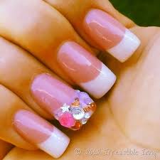 Irresistible Nails Pink White Bling Irresistible Icing Matte black with gems hand painted fake nails press ons false nails.