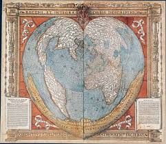 One Of The Ancient Maps Of The World Is Heart Shaped Carefully Drawn And Once Washed With Bright Colors Though Ancient Maps Old Maps Cartography