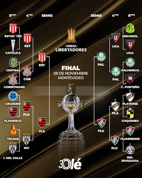 SEMIFINALES CONFIRMADAS DE COPA LIBERTADORES! 🏆✓ 🇦🇷 Estudiantes vs.  Flamengo 🇧🇷 🇧🇷 Palmeiras vs. Fluminense 🇧🇷 🇧🇷🇦🇷 3 equipos  brasileños y 1 argentino.