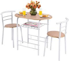 Amazon Com Giantex 3 Piece Dining Set Compact 2 Chairs And Table Set With Metal Frame And Sh Space Saving Dining Table Dining Table Rustic 3 Piece Dining Set