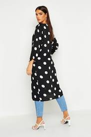 Black And White Polka Dot Fur Coat Polka Dot Wide Sleeve Kimono Boohoo Dresses For Work Latest Coats Faux Fur Coat