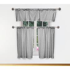 Duck River Caspian Kitchen Valance In Tiers Black 15 In W X 58 In L 3 Piece Kitchen Curtains Kitchen Curtain Sets Curtains
