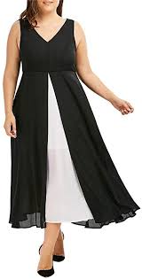 Black And White Women S Clothing Store Plus Size Fashion Womens V Neck Sleeveless Black White Patchwork Long Dress At Amazon Women S Clothing Store Plus Size Fashion Dresses Fashion