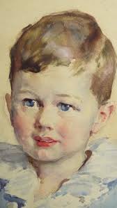 Elinor M. Barnard 1872-1942) 1920...Watercolor Child Portrait Incredible  Quality