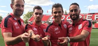 Paul izzo, michael jakobsen, jordan elsey, scott galloway, michael marrone 45'+1' goal! Adelaide United Players Immortalised Forever As Lego Mini Figures