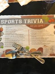 Test yourself with these general knowledge trivia questions and answers for 2020. My Local Restaurant Has Sports Trivia Questions Printed On Its Placemats Mildlyinteresting