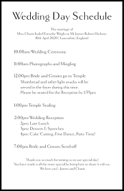 Lds Wedding Programme Order Or Service Schedule For The Day England Uk United Kingdom Wedding Day Schedule Lds Wedding Wedding Schedule