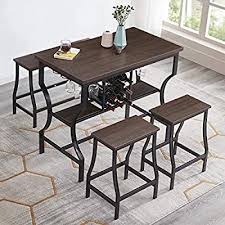 These sets of dishes make a statement. Amazon Com Hombazaar 4 Piece Dining Room Table Set Counter Height Pub Table Set With Wine Storage Dining Room Table Set Dining Room Table Kitchen Bar Table
