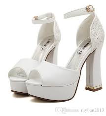 2015 Luxury Ivory White Glitter Wedding Shoes Sandals Elegant Bridal Shoes Pumps Platform High Thick Heels W Wedding Shoes Platform Fashion Shoes Ivory Sandals
