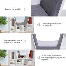 Bibliotheque Banc 2 En 1 Design Contemporain 6 Casiers 3 Coussins Fournis 102l X 30l X 61h Cm Blanc Gris Chine Bibliotheque Et Etagere Salon Meuble Gifi En 2020 Meuble Gifi Design Contemporain Meuble Deco