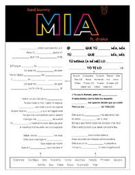 Lyric video for mia by bad bunny feat. Bunny Songs Worksheets Teachers Pay Teachers