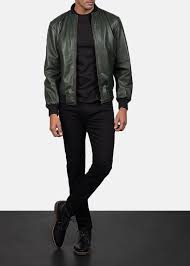Shane Green Leather Bomber Jacket Leather Bomber Jacket Leather Jacket Men Green Leather Jackets