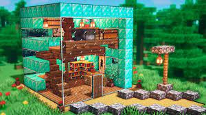 I made mine 13 blocks long, and 4 blocks thick. Minecraft Starter Small Diamond Block House Simple Block House Tutorial Youtube
