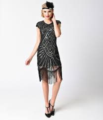 1920s Style Black Silver Sequin Mesh Cap Sleeve Fringe Flapper Dress 1920s Fashion Fringe Flapper Dress Flapper Inspired Dress