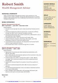 •advisor for over $1 billion in assets across 850 high net worth individual clients affiliated with universities, research facilities and. Wealth Management Advisor Resume Samples Qwikresume