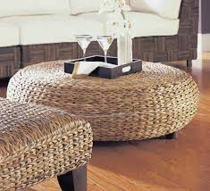 Oversized Round Abaca Weave Wicker Ottoman Wicker Coffee Table Rattan Coffee Table Wicker Ottoman