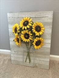 A Rustic Pallet Sign With Wire And Faux Sunflowers Is Ideal For Wall Decor Sunflower Decor Handmade Home Farmhouse Wall Decor