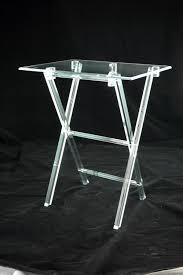 Clear Acrylic Lucite Set Of 2 Folding Snack Tv Trays With Stand Tv Stand Relaxing Tray Simple Minimalis Modern Tv Trays Tv Tray Table Folding Snack Table