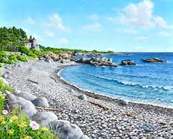 Beautiful Maine Seascape Acrylic Painting By Piper Castles At Firefly Field Prints The Sky Is Incredible Acrylic P Maine Seascape Seascape Pastel Painting