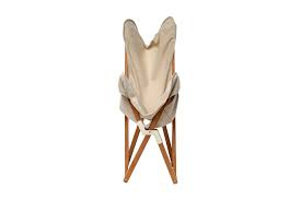 Tan leather ostrich grain sling seat with a heavy and thick wrought. Folding Butterfly Chair Venezia Il Giardino Di Legno