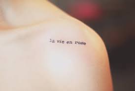 Shoulder Tattoo Saying La Vie En Rose By Seoeon French Word Tattoos Word Tattoos Small Words Tattoo