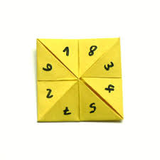 Jedes entstandene dreieck der außenseite wird nun mit einer zahl von 1 bis 8 beschriftet. Origami Gegenstande Falten Himmel Und Hoelle Fur Kinder