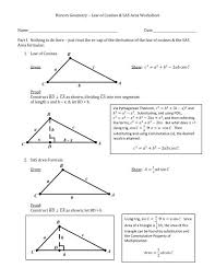 Extra paper may be required in order for students to do their calculations. Honors Geometry A Law Of Cosines Sas Area Worksheet Name