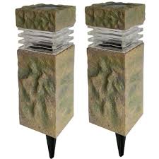 Solar lighting is a great solution to illuminating areas without going through the expense and hassle of trenching electric cables to remote sites, through yards, along walkways or throughout parking lots. Solar Sand Stone Outdoor Integrated Led Landscape Rock Pillar Path Light 2 Pack Walmart Com Walmart Com