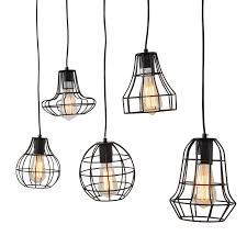 Shop Large Industrial Style Staggered Pendant Lighting With 5 Black Iron Geometric Caged Edison Bulbs 42 X 52 On Sale Overstock 17338798
