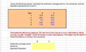 Solved Whats The Arithmetic Average Return Variance Stand Chegg Com