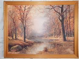 Robert Wood Painter 1956 October Morn By Robert Wood 1956 26 X20 Ready To Hang 29 99 Ono Robert Wood Paintings Robert Wood Vintage Landscape