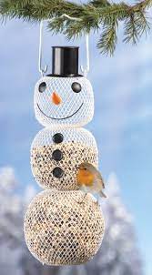 Snowman Bird Feeder Decoration Snowman Birdfeeder Has A Metal Mesh Body That Lets Birds Get At The Seed In Bird Feeders Christmas Decorations Collections Etc