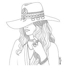 Woman In Hat Colouring Page Cute Coloring Pages Fashion Coloring Book Coloring Pages