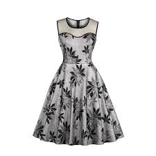 New arrivals midi dresses jackets boots swimsuits white blouses. Elegant Silver Floral Pattern See Through Bodice Sleeveless High Waist A Line Vintage Dress