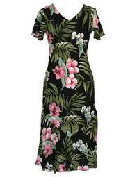 Free Shipping From Hawaii Nalani Long Rayon Hawaiian Dresses Maxi V Neck Tea Length Shaka T Womens Hawaiian Dresses Hawaiian Dress Casual Dresses For Women