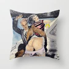 Vintage Nude hand colored female male spanking butt bum Throw Pillow by  Vintage Art Erotica 