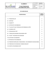 Latihan penyediaan pelan tindakan kecemasan 2 hari. Element 5 Erp