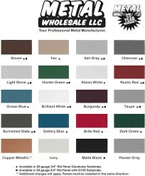 2018 Color Chart Metal Wholesale Llc