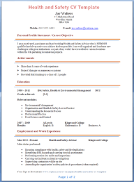 Health And Safety Cv Template Tips And Download Cv Plaza