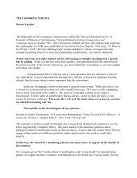 Knowing a little about behavior modification, i know that the less. The Cumulative Sentence