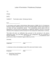 This letter sets out that the employment is terminated immediately and if any severance package will be forthcoming. Letter Of Termination Probationary Employee