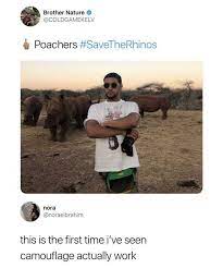 Dopl3r Com Memes Brother Nature Coldgamekelv Poachers Savetherhinos Nora Noraeibrahim This Is The First Time Ive Seern Camouflage Actually Work