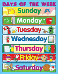 days of the week classroom chart days of week printable