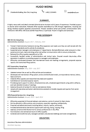 cv sample for administrative assistant