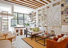 Sunny Park Slope Townhouse Gets An Artsy Makeover From The Brooklyn Home Company 6sqft Townhouse Designs Vintage Living Room Home Decor