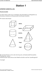 Die tafeln versuchen, betroffenen den alltag. Stationen Geometrische Korper Doc Station 1 Pdf Free Download