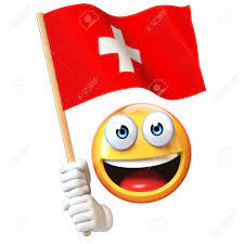 This flag is red, with a white cross in the center. Emoji Holding Swiss Flag Emoticon Waving National Flag Of Switzerland Stock Photo Picture And Royalty Free Image Image 93897010
